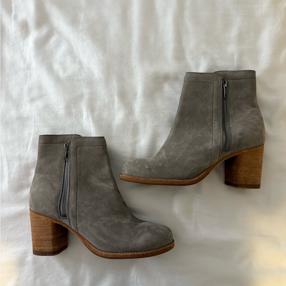 Frye Gray Leather Ankle Booties